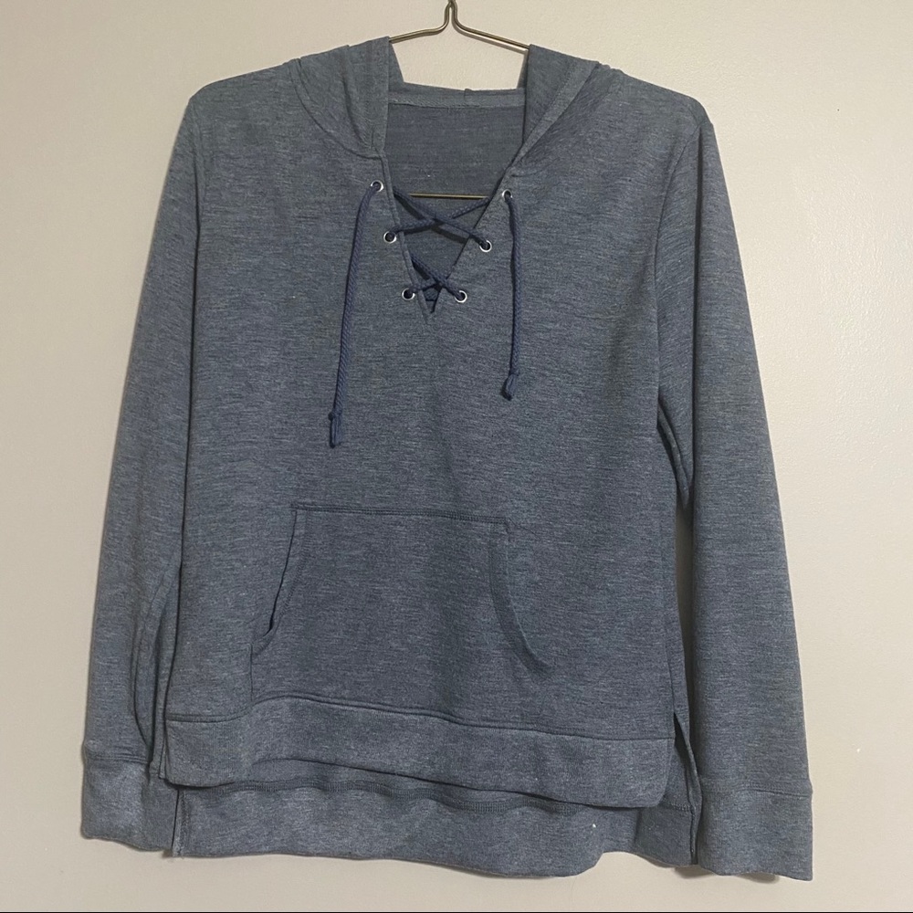 Grey tie up hoodie